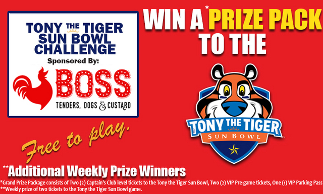 The Newly Named Tony the Tiger Sun Bowl Challenge Presented by Boss Chicken Starts Today